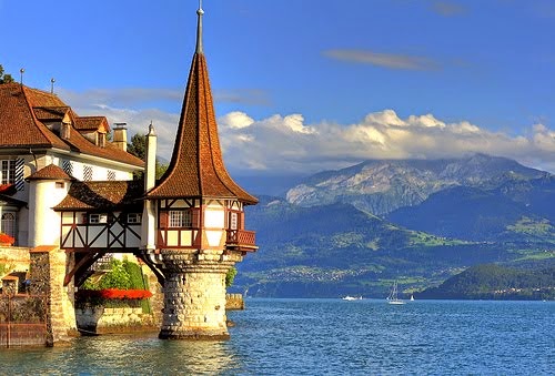 Oberhofen Castle and Thun Lake, Switzerland